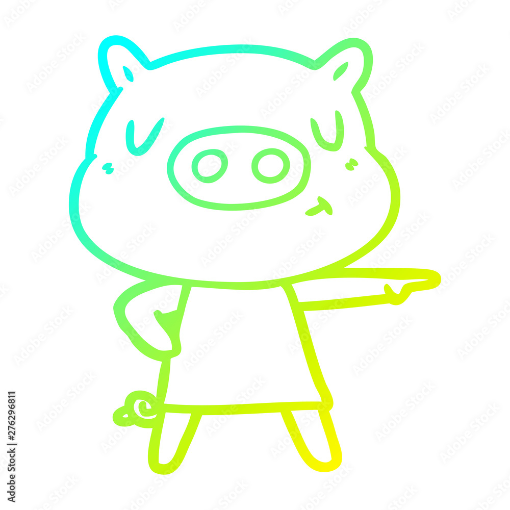 cold gradient line drawing cartoon content pig in dress pointing cold gradient line drawing cartoon content pig in dress pointing