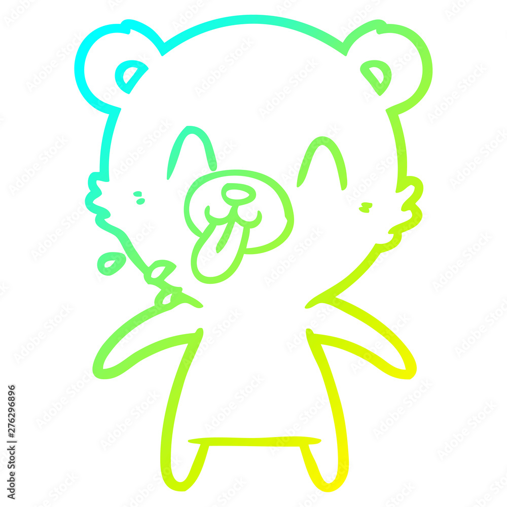 cold gradient line drawing rude cartoon polar bear sticking out tongue cold gradient line drawing rude cartoon polar bear sticking out tongue