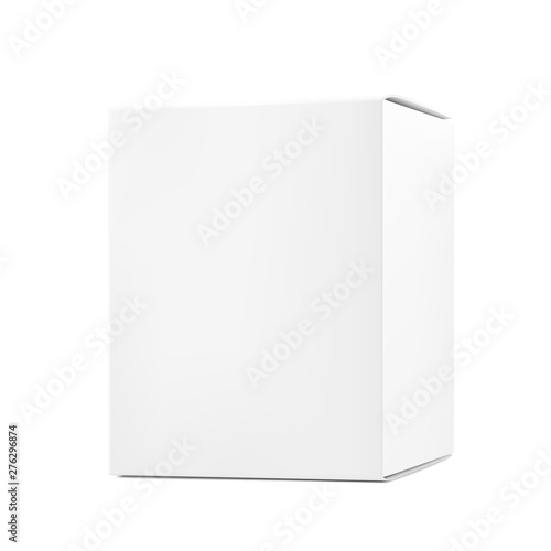 Realistic blank cardboard packaging boxes mockup. Vector illustration isolated on white background. Can be use for medicine, food, cosmetic and other. Ready for your design. EPS10.