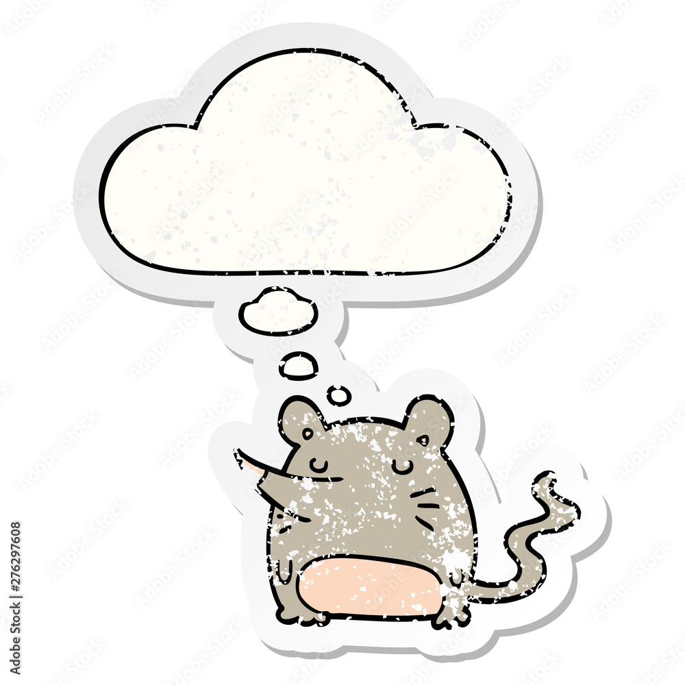 cartoon mouse and thought bubble as a distressed worn sticker cartoon mouse and thought bubble as a distressed worn sticker