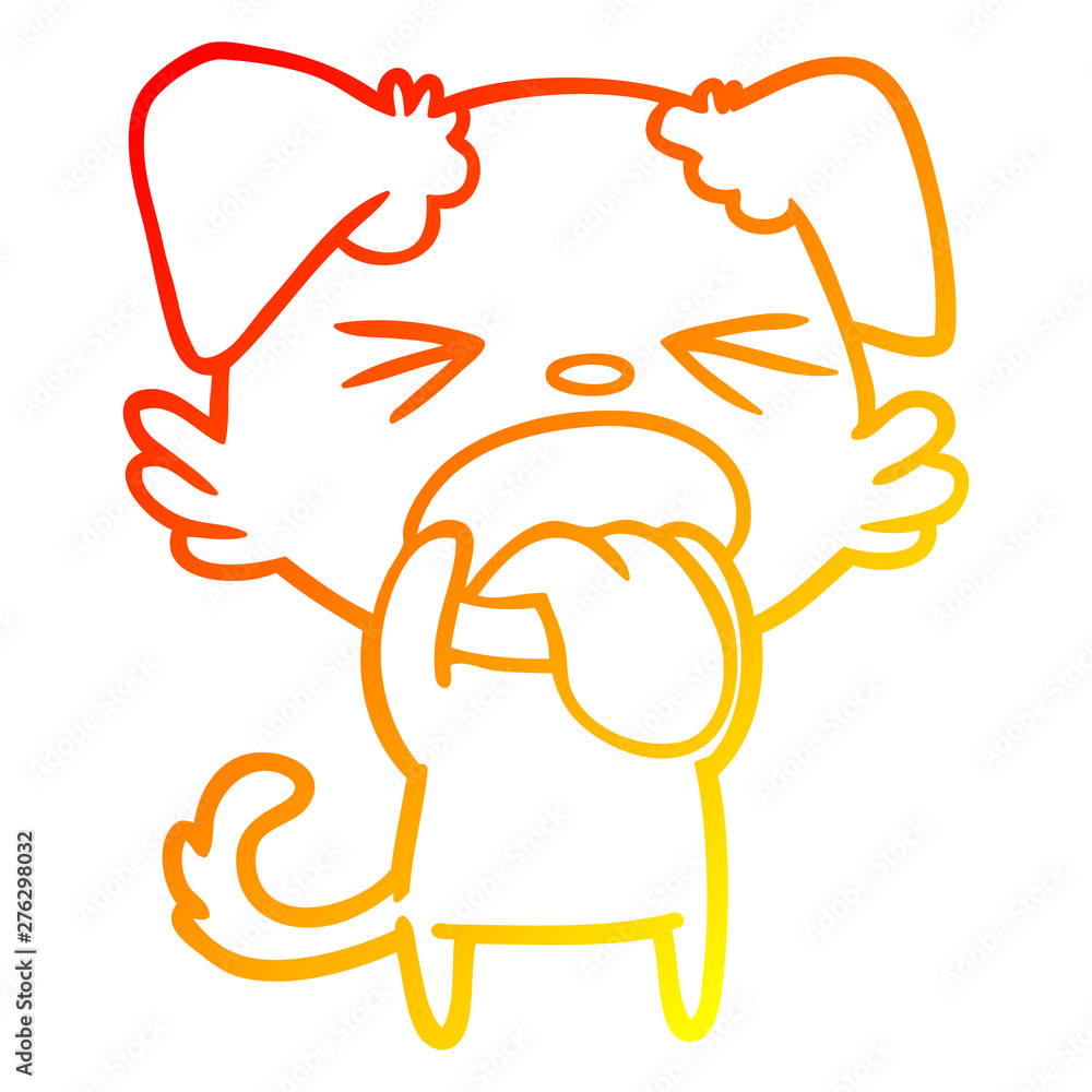 Obraz premium warm gradient line drawing cartoon disgusted dog