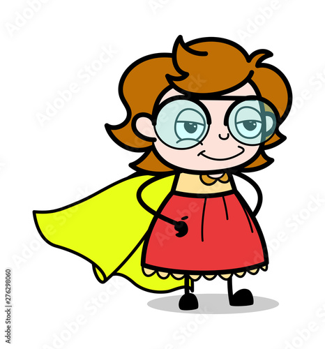 Super Woman Costume - Teenager Cartoon Intelligent Girl Vector Illustration © TheToonCompany