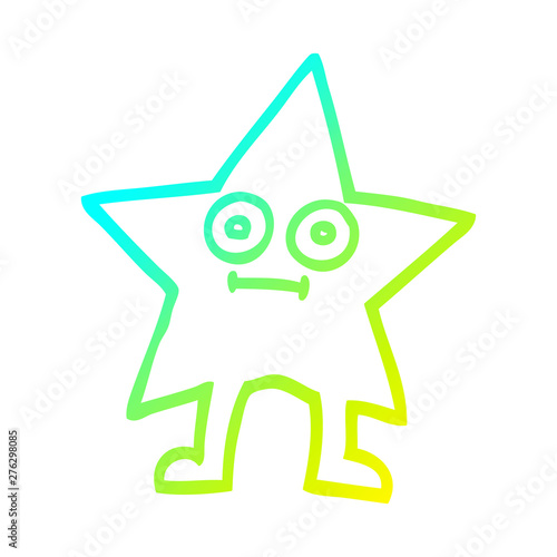 cold gradient line drawing cartoon star character