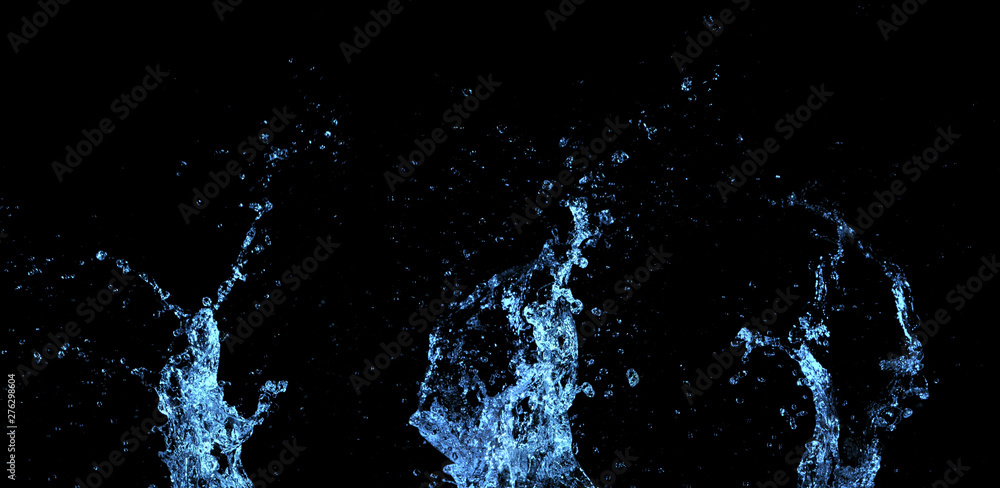 Water splashes isolated on black background Water splashes isolated on black background