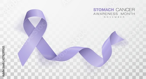 Stomach Cancer Awareness Month. Periwinkle Color Ribbon Isolated On Transparent Background. Vector Design Template For Poster.