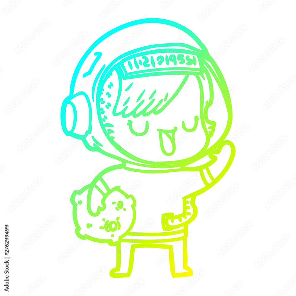cold gradient line drawing cartoon astronaut woman cold gradient line drawing cartoon astronaut woman