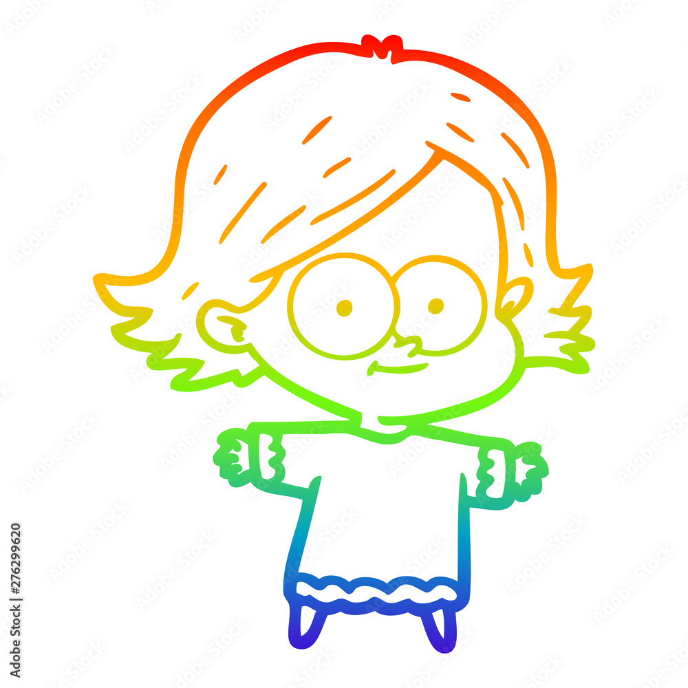 rainbow gradient line drawing happy cartoon girl rainbow gradient line drawing happy cartoon girl