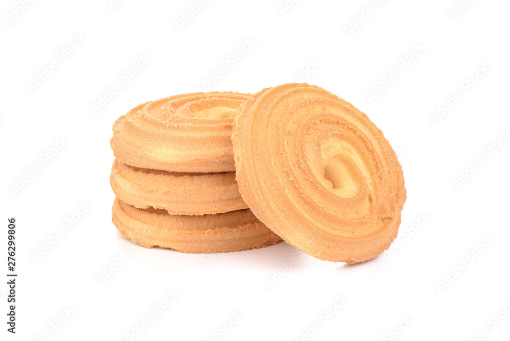 Round butter biscuits isolated on a white background. Round butter biscuits isolated on a white background.