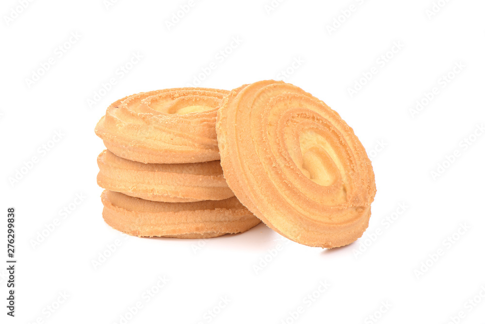 Round butter biscuits isolated on a white background. Round butter biscuits isolated on a white background.