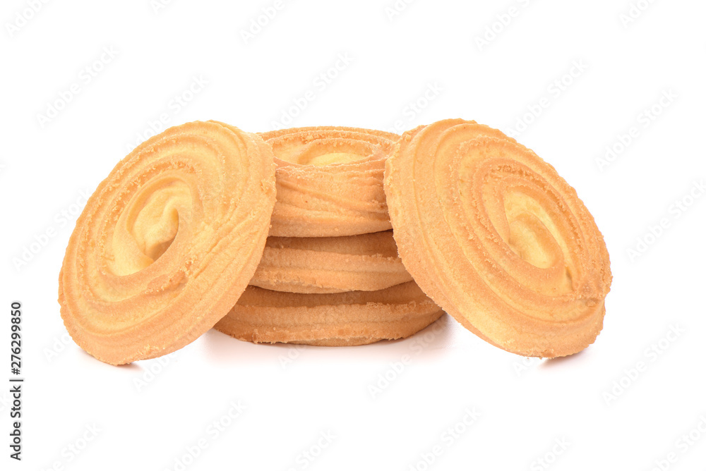 Round butter biscuits isolated on a white background. Round butter biscuits isolated on a white background.