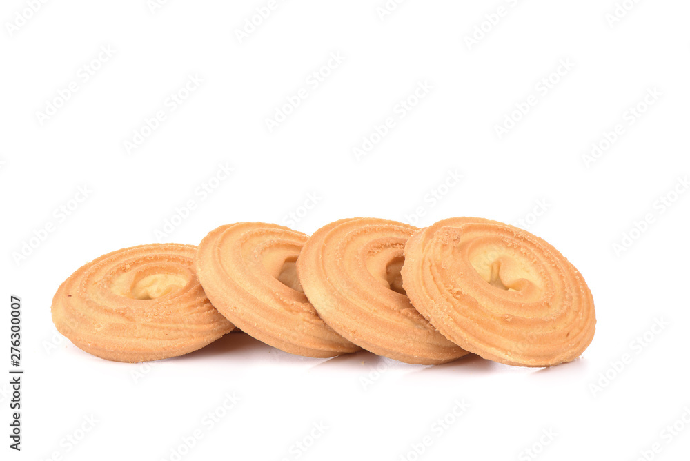 Round butter biscuits isolated on a white background. Round butter biscuits isolated on a white background.