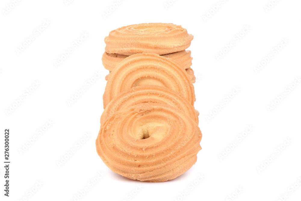 Round butter biscuits isolated on a white background. Round butter biscuits isolated on a white background.