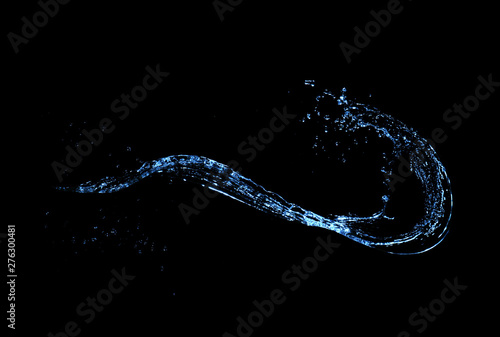 Water splash isolated on black background