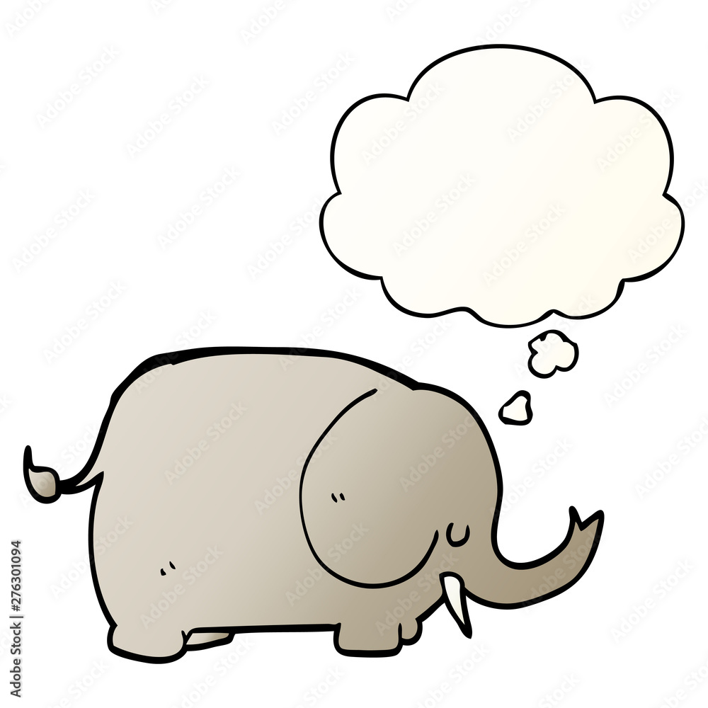 cartoon elephant and thought bubble in smooth gradient style cartoon elephant and thought bubble in smooth gradient style