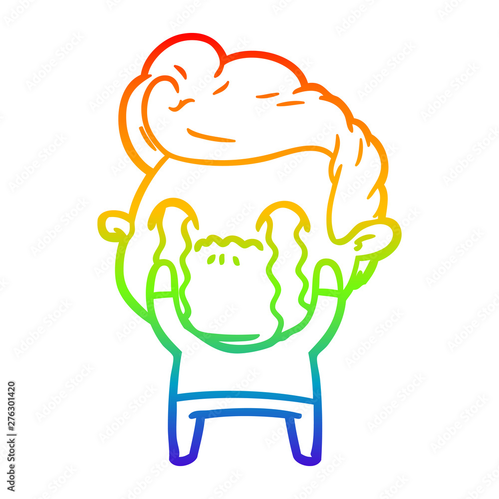 rainbow gradient line drawing cartoon man crying rainbow gradient line drawing cartoon man crying