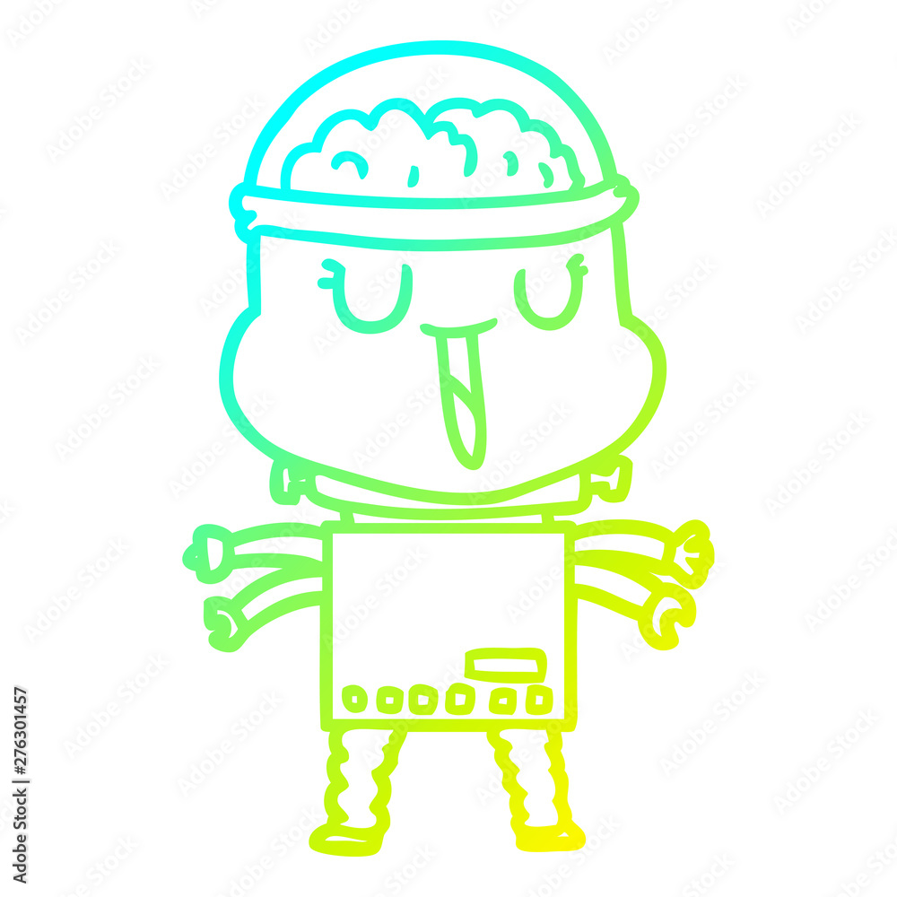 cold gradient line drawing happy cartoon robot cold gradient line drawing happy cartoon robot