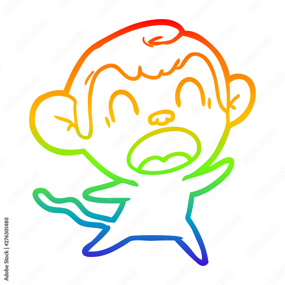 rainbow gradient line drawing shouting cartoon monkey rainbow gradient line drawing shouting cartoon monkey