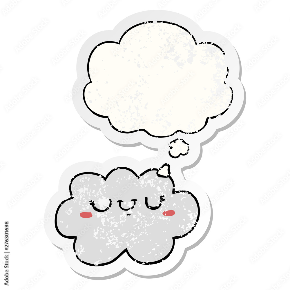 cute cartoon cloud and thought bubble as a distressed worn sticker cute cartoon cloud and thought bubble as a distressed worn sticker