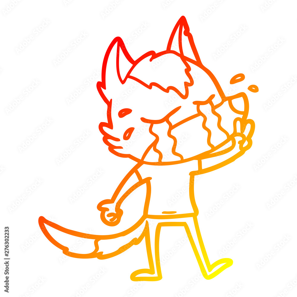 warm gradient line drawing cartoon crying wolf warm gradient line drawing cartoon crying wolf