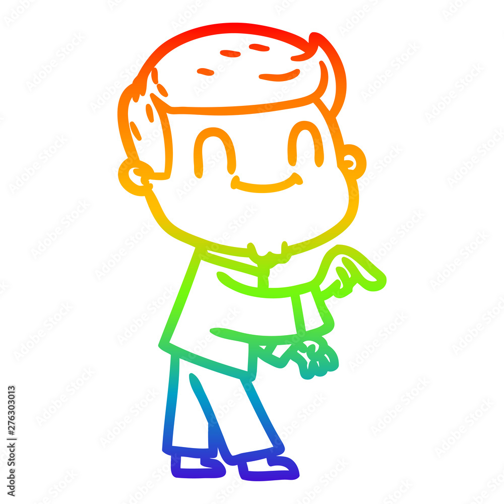 rainbow gradient line drawing cartoon friendly man