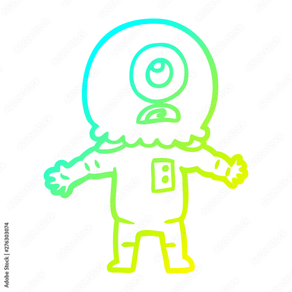 cold gradient line drawing cartoon cyclops alien spaceman cold gradient line drawing cartoon cyclops alien spaceman