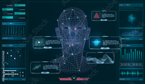 Biometric identification personality, scanning modern access control, technology recognition (Authentication) system concept. The approval of the user or client authentication procedure. Vector 