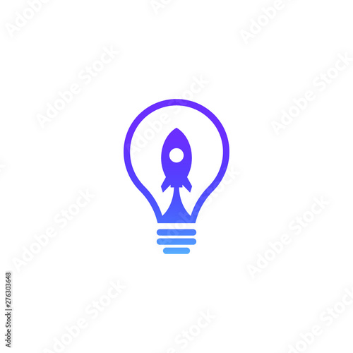 Start-up Project Rocket Launcher Lightbulb Logo Vector 