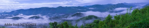 Mountain and mist view at Kanchanaburi, Thailand