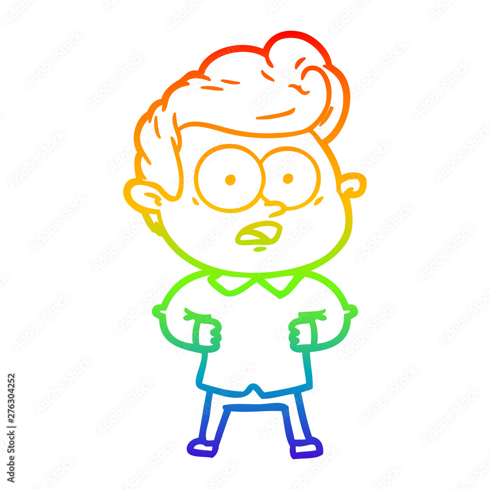 rainbow gradient line drawing cartoon staring man rainbow gradient line drawing cartoon staring man