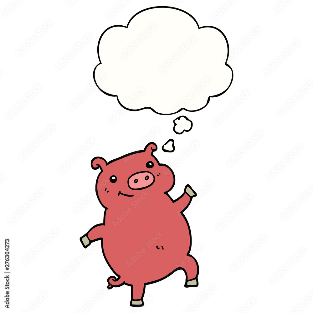cartoon dancing pig and thought bubble cartoon dancing pig and thought bubble