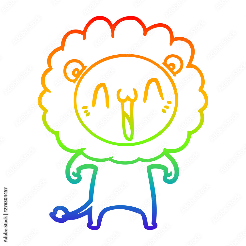 rainbow gradient line drawing happy cartoon lion rainbow gradient line drawing happy cartoon lion