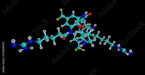 Brilacidin antibiotic molecular structure isolated on black