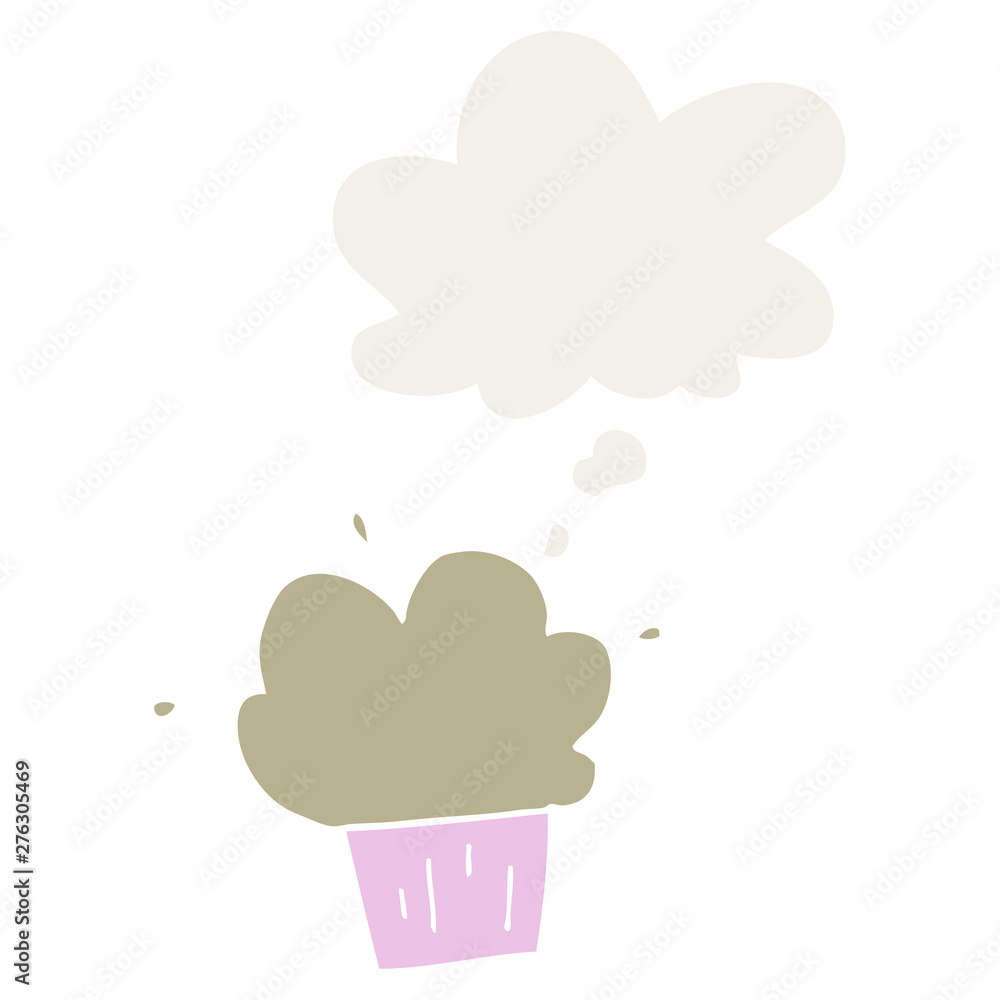 cartoon cupcake and thought bubble in retro style cartoon cupcake and thought bubble in retro style