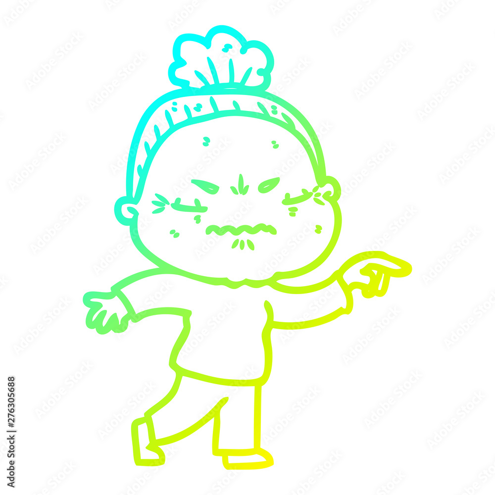cold gradient line drawing cartoon annoyed old lady cold gradient line drawing cartoon annoyed old lady