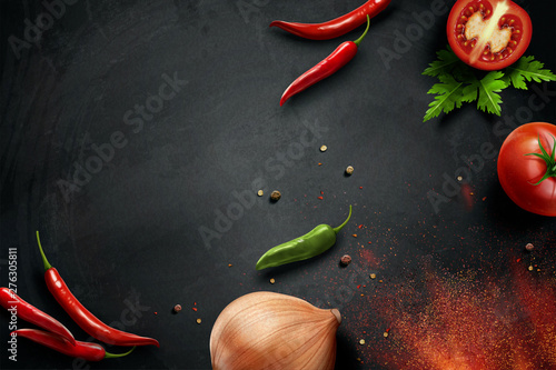 Chili and onion ingredients