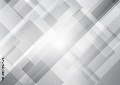 Abstract white and gray squares shape geometric overlapping background.