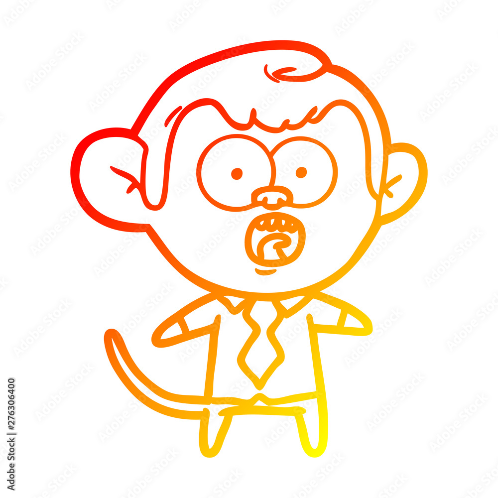 warm gradient line drawing cartoon monkey businessman warm gradient line drawing cartoon monkey businessman