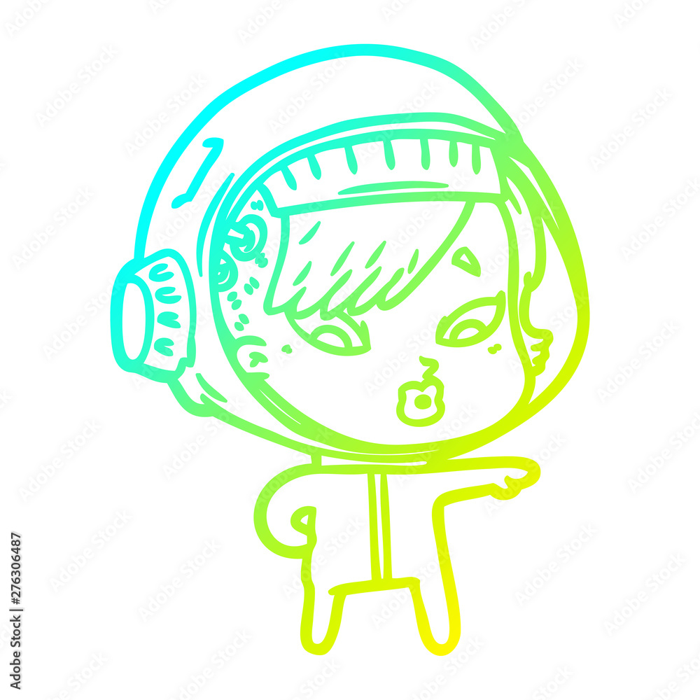 cold gradient line drawing cartoon astronaut woman cold gradient line drawing cartoon astronaut woman