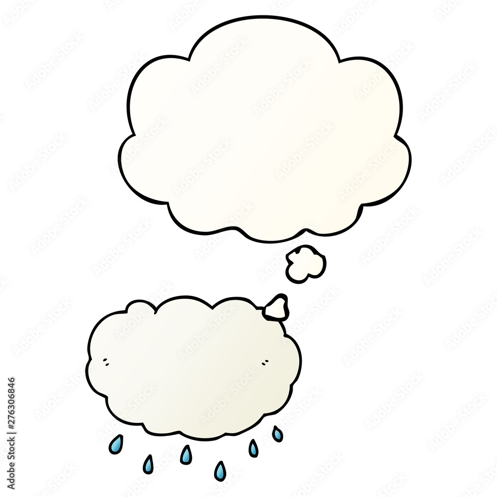 cartoon rain cloud and thought bubble in smooth gradient style cartoon rain cloud and thought bubble in smooth gradient style
