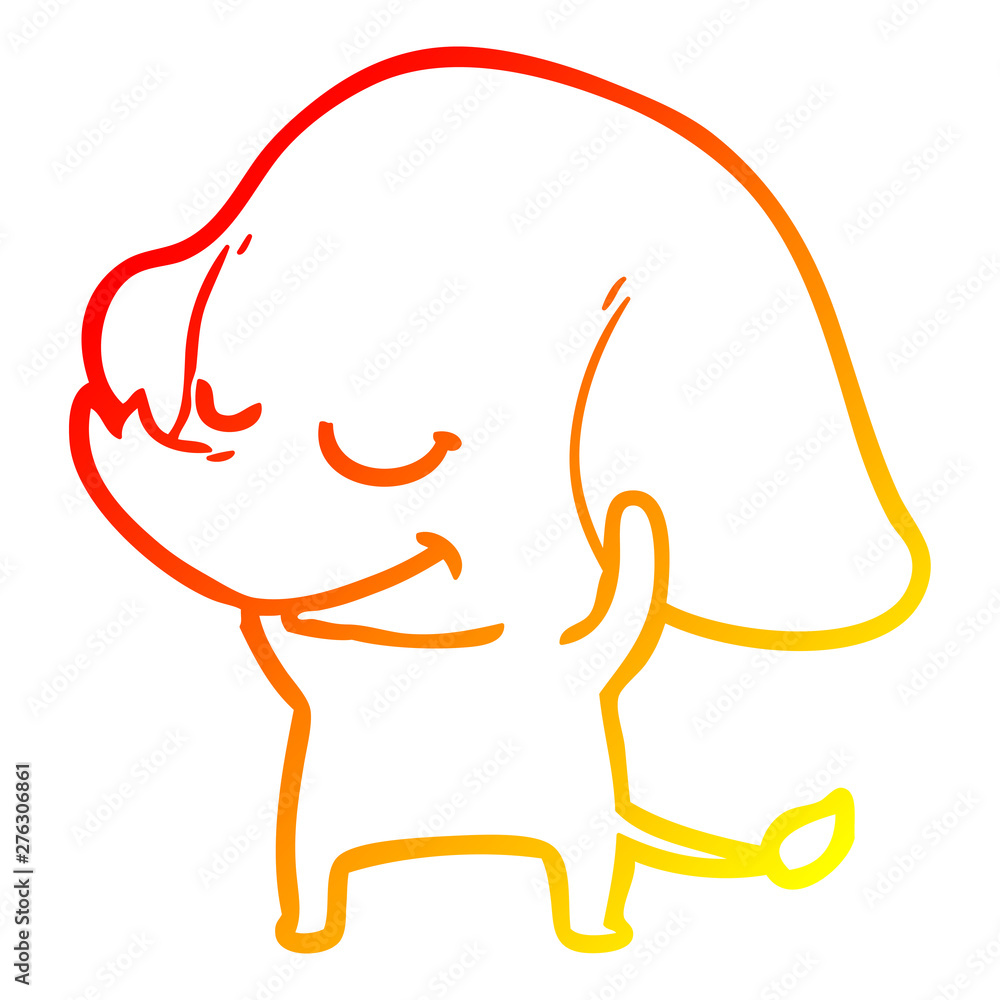 Obraz premium warm gradient line drawing cartoon smiling elephant