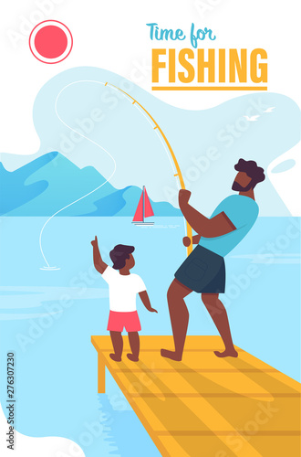 Invitation Banner Time for Fishing Lettering.
