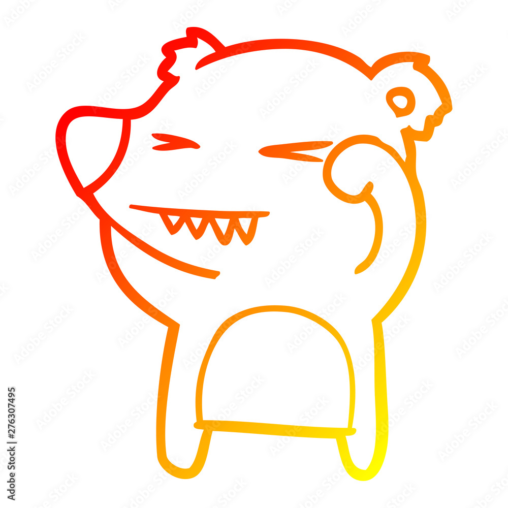 warm gradient line drawing angry bear cartoon