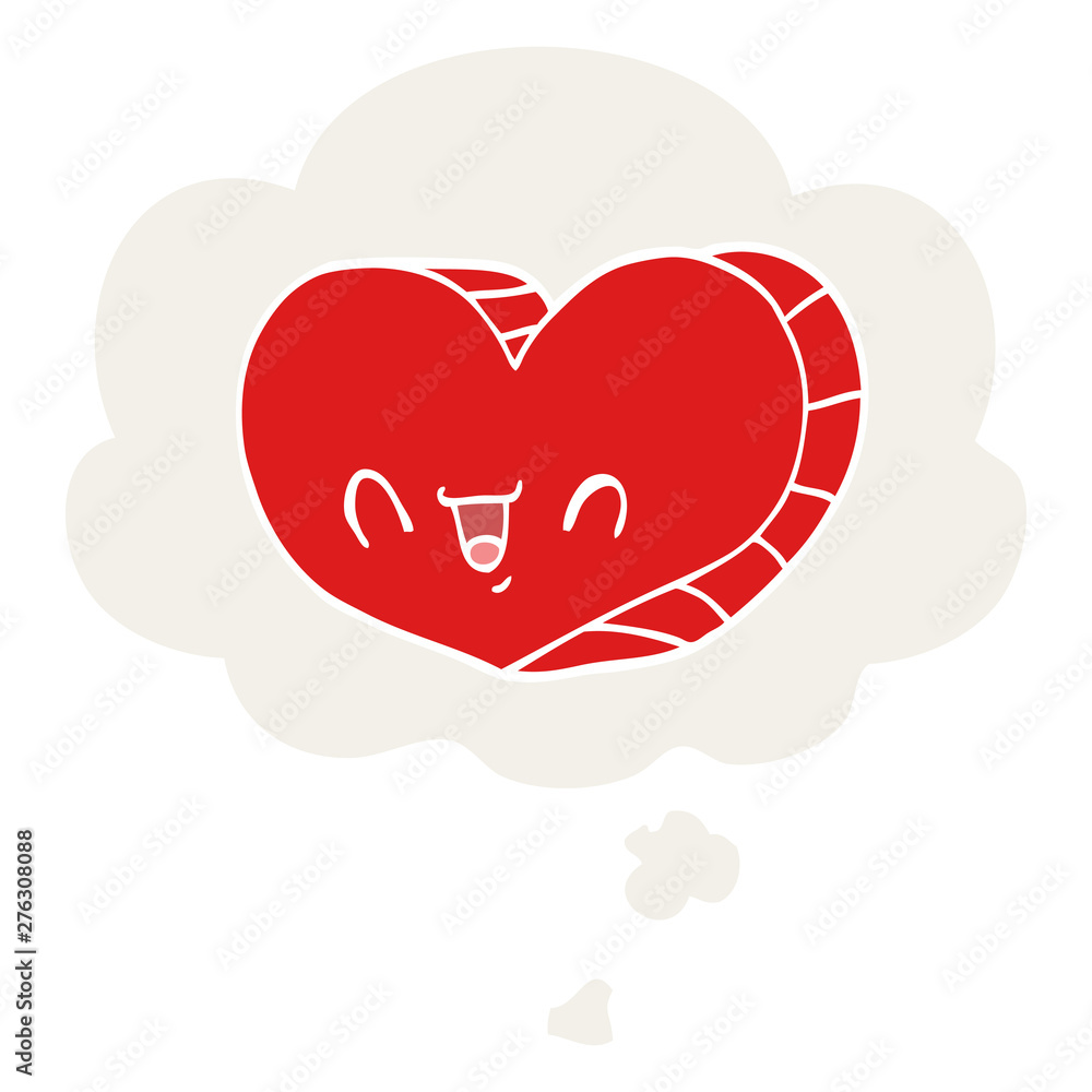 cartoon love heart and thought bubble in retro style cartoon love heart and thought bubble in retro style