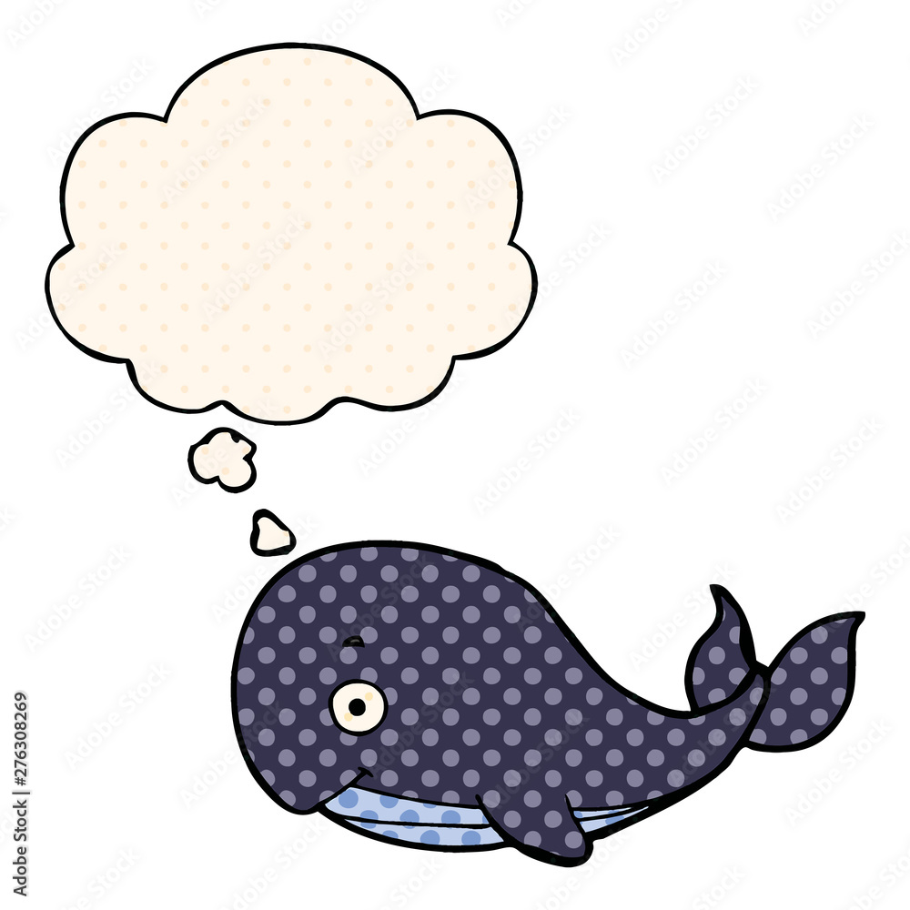 Fototapeta premium cartoon whale and thought bubble in comic book style