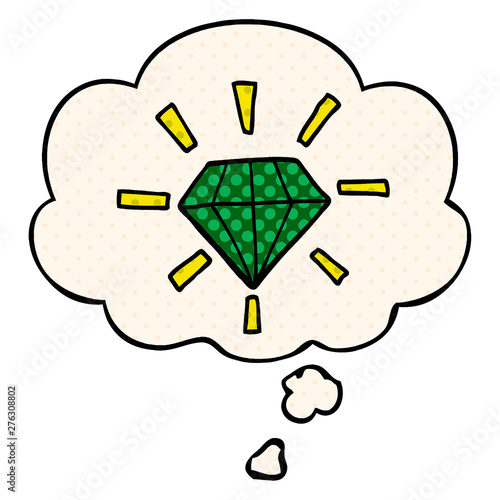 cartoon tattoo diamond and thought bubble in comic book style