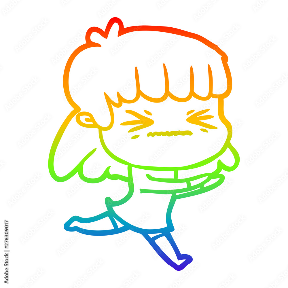 rainbow gradient line drawing cartoon woman rainbow gradient line drawing cartoon woman