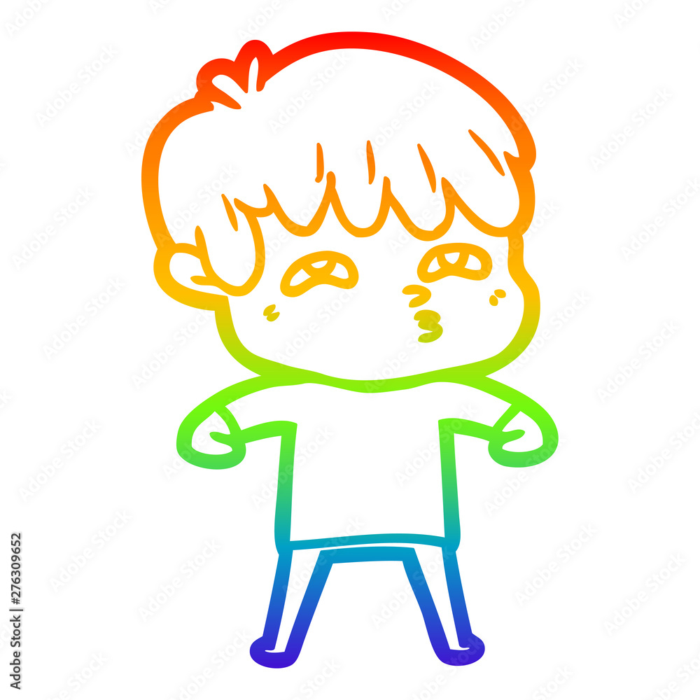 rainbow gradient line drawing cartoon curious man rainbow gradient line drawing cartoon curious man