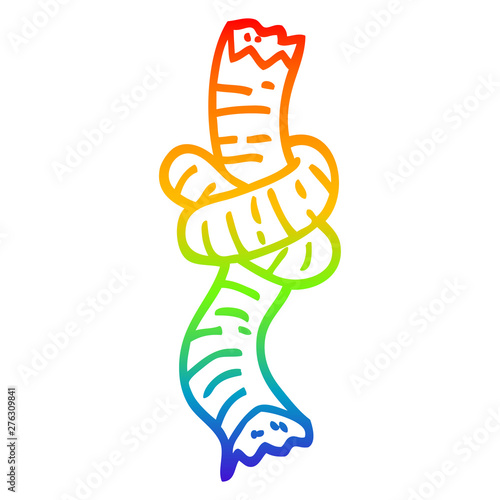 rainbow gradient line drawing cartoon tied rope