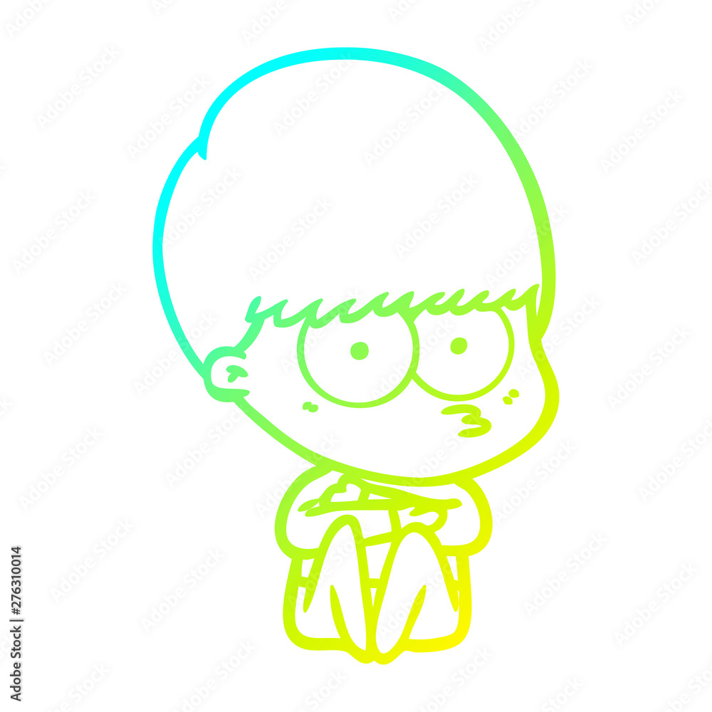 cold gradient line drawing nervous cartoon boy cold gradient line drawing nervous cartoon boy