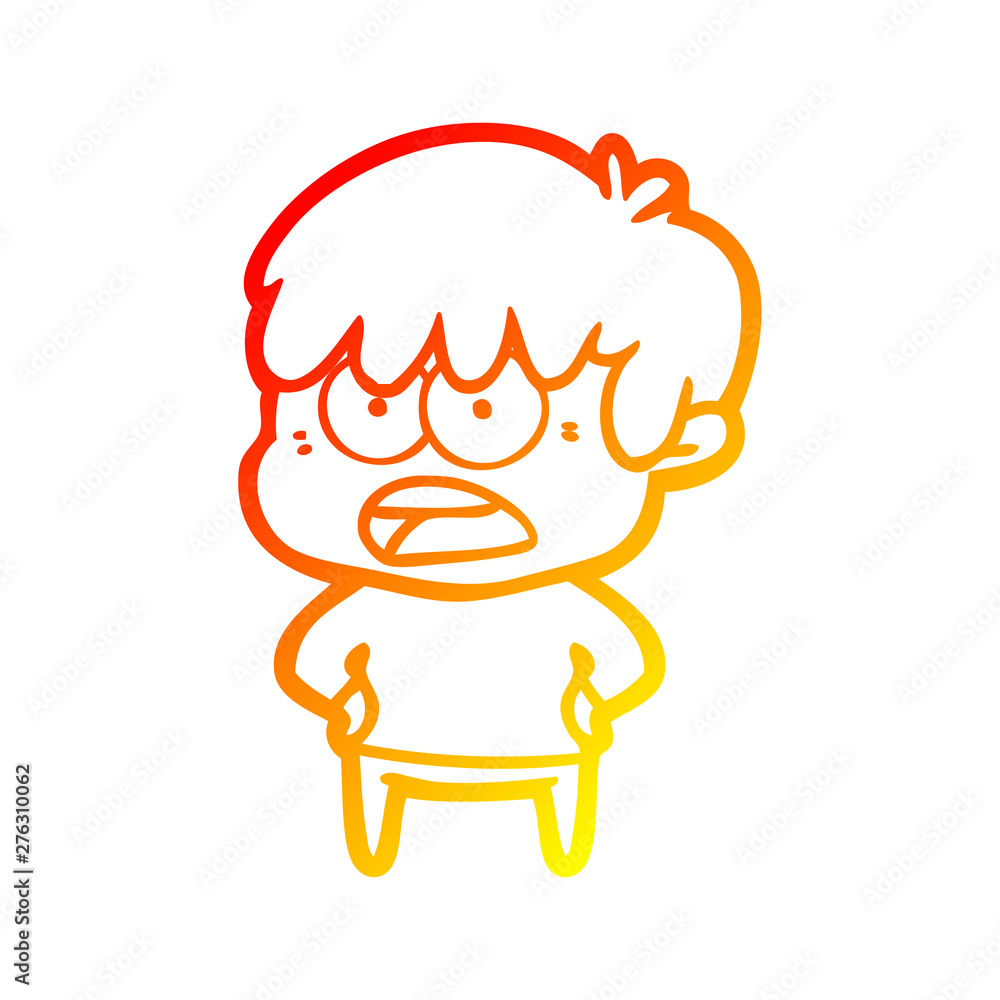 warm gradient line drawing worried cartoon boy warm gradient line drawing worried cartoon boy